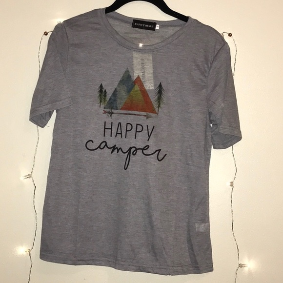 GRAPHIC TEE Happy Camper Gray T-Shirt - Picture 2 of 4